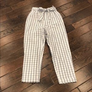 NWT She & Sky Blue Check Paper bag Waist Pants